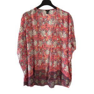 Rue 21+ Womens Sheer Floral Kimono Cardigan 3X/4X Polyester Multicolor